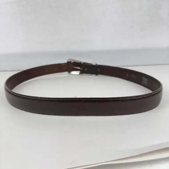 Tony Lama Mens 34" Western Brown Leather Belt Etched Metal Buckle Made in USA - Picture 2 of 8